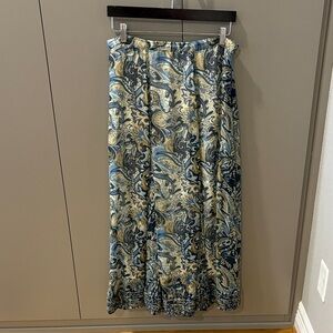 Coldwater Creek Blue and Cream Paisley Maxi Skirt